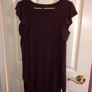 Burgundy Long Sleeve Ruffled Cold Shoulder